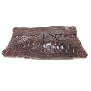 Lauren Merkin Small Brown Woven Leather Clutch